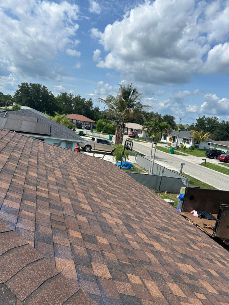 A full asphalt shingle roof installation was completed at this Immokalee residence on Peace Way.